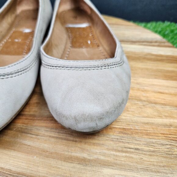 Frye Carson Leather Slip On Ballet Flats Size 8.5 M Beige Brown Round Toe - Picture 8 of 13